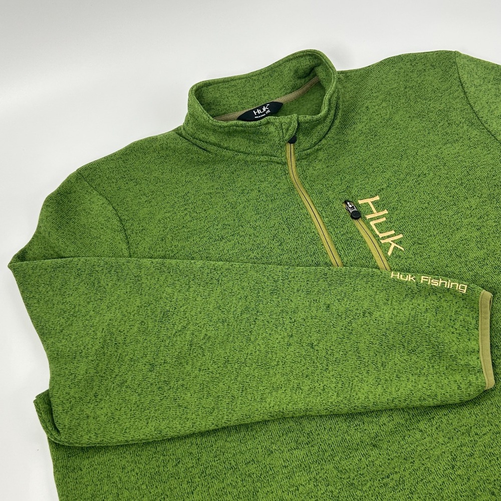 Huk Performance Fishing Marolina Pullover Men's XXL 2XL Green 1/4 Zip‎ Fleece